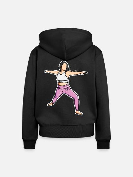 Yogini Zeichnung - Frauen Premium Bio Zip Hoodie - Schwarz