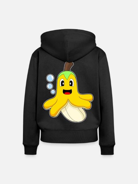 Krake Banane - Frauen Premium Bio Zip Hoodie - Schwarz