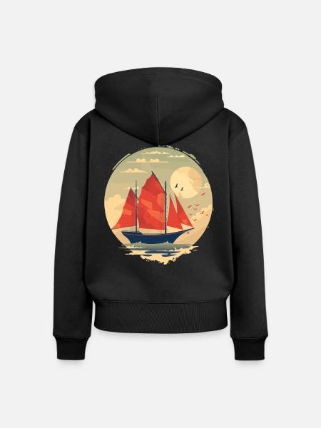 Segelschiff Porträt - Frauen Premium Bio Zip Hoodie - Schwarz