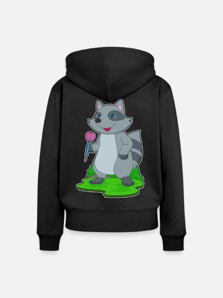 Waschbär Dart Dartpfeil - Frauen Premium Bio Zip Hoodie - Schwarz