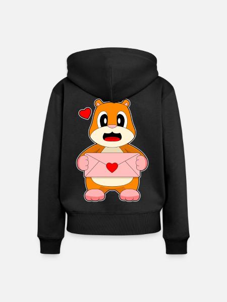 Hamster Liebesbrief - Frauen Premium Bio Zip Hoodie - Schwarz