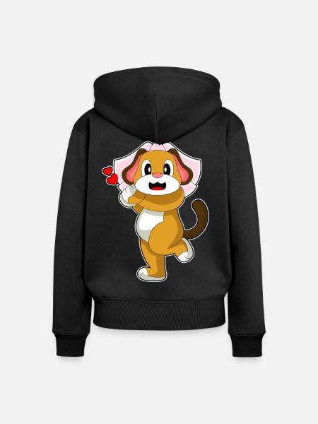 Hund Braut Schleier Hochzeit - Frauen Premium Bio Zip Hoodie - Schwarz