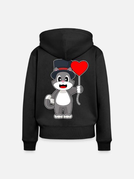 Katze Bräutigam Herz Hochzeit - Frauen Premium Bio Zip Hoodie - Schwarz