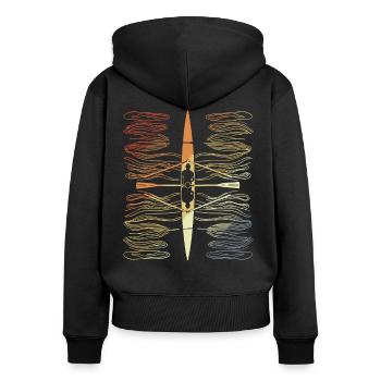 Aviron d’époque - Sweat à capuche zippé Premium bio Femme - noir - Dos - Julia (174cm)