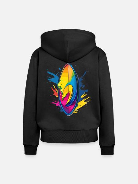 Surfbrett Farbklecks - Frauen Premium Bio Zip Hoodie - Schwarz