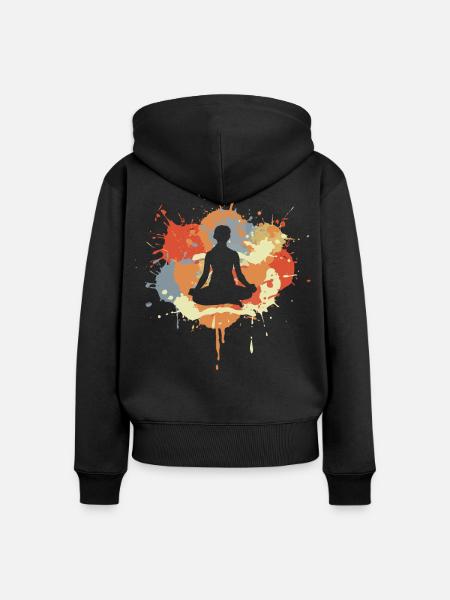Yoga - Frauen Premium Bio Zip Hoodie - Schwarz