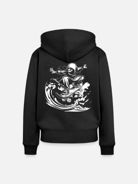 Skateboarding Comic - Frauen Premium Bio Zip Hoodie - Schwarz