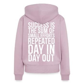 success is the sum of small efforts repeated day - Frauen Premium Bio Zip Hoodie - Altrosa - Hinten - Julia (174cm)