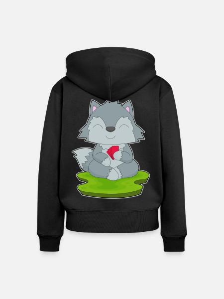 Wolf Poker Pokerkarten - Frauen Premium Bio Zip Hoodie - Schwarz
