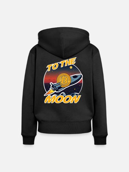 Bitcoin to the Moon - Frauen Premium Bio Zip Hoodie - Schwarz