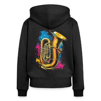 Tuba Streetart - Frauen Premium Bio Zip Hoodie - Schwarz - Hinten - Julia (174cm)