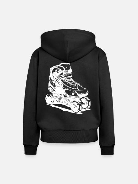 Roller Skates Zeichnung - Frauen Premium Bio Zip Hoodie - Schwarz