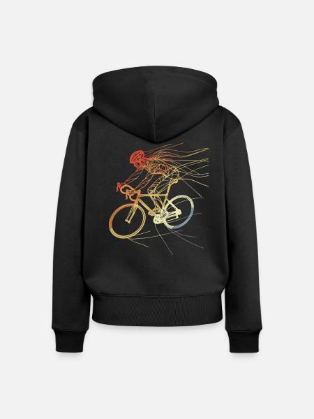 Radfahrerin Zeichnung - Frauen Premium Bio Zip Hoodie - Schwarz