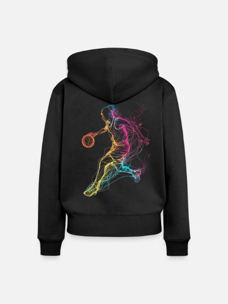 Basketballerin - Frauen Premium Bio Zip Hoodie - Schwarz