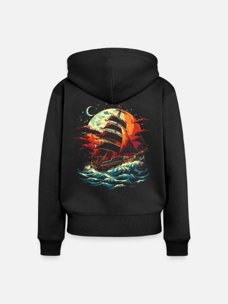 Segelschiff - Frauen Premium Bio Zip Hoodie - Schwarz