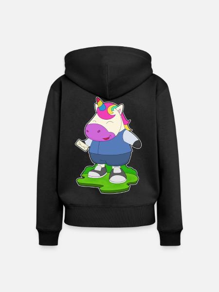 Einhorn Brief - Frauen Premium Bio Zip Hoodie - Schwarz