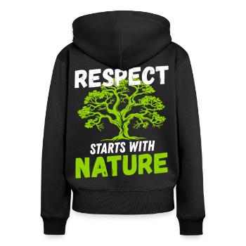 Le respect commence par la conservation de la nature Protection du climat - Sweat à capuche zippé Premium bio Femme - noir - Dos - Julia (174cm)