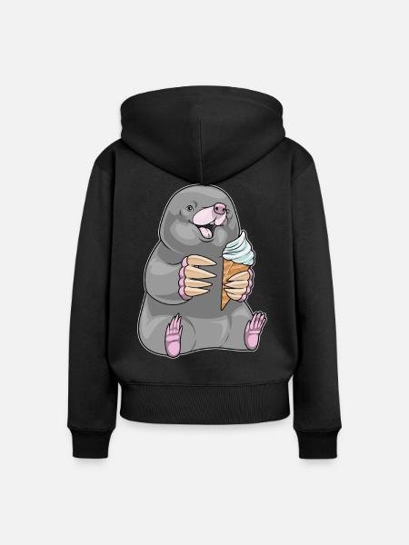 Maulwurf Waffeleis - Frauen Premium Bio Zip Hoodie - Schwarz