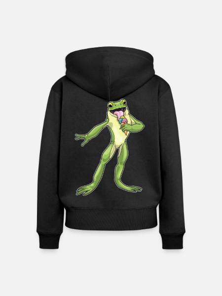 Frosch Waffeleis - Frauen Premium Bio Zip Hoodie - Schwarz
