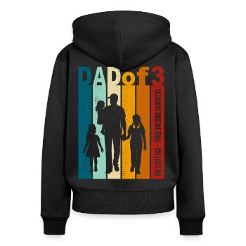 Papa & 3 Töchter Geschenk Design Vatertag - Frauen Premium Bio Zip Hoodie - Schwarz - Hinten - Julia (174cm)