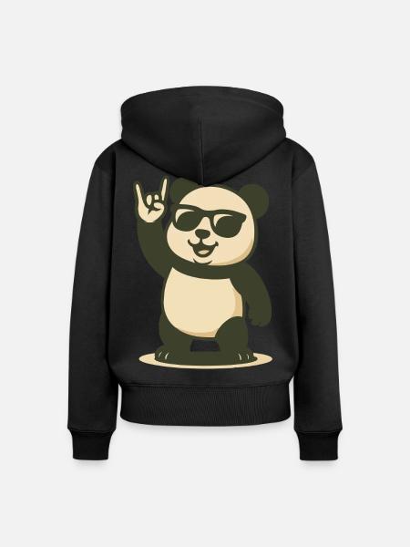 Rockin’ Panda Vibes - Frauen Premium Bio Zip Hoodie - Schwarz