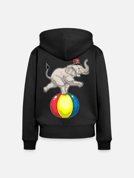 Elefant Zirkus Ball - Frauen Premium Bio Zip Hoodie - Schwarz