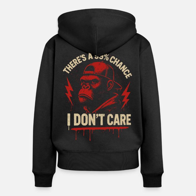 99 % de chances que je m’en fiche - Sweat à capuche zippé Premium bio Femme - noir