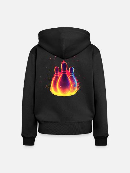 Retro Bowling - Frauen Premium Bio Zip Hoodie - Schwarz