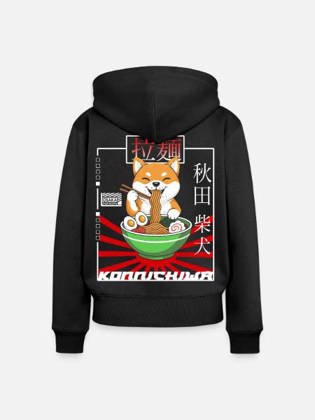 Japan Design Akita - Ramen - Frauen Premium Bio Zip Hoodie - Schwarz