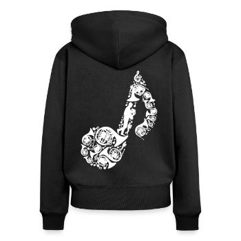 Waldhorn Musiknote - Frauen Premium Bio Zip Hoodie - Schwarz - Hinten - Julia (174cm)