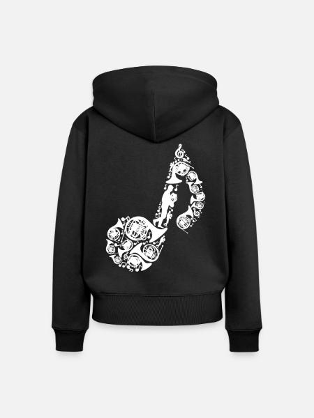 Waldhorn Musiknote - Frauen Premium Bio Zip Hoodie - Schwarz