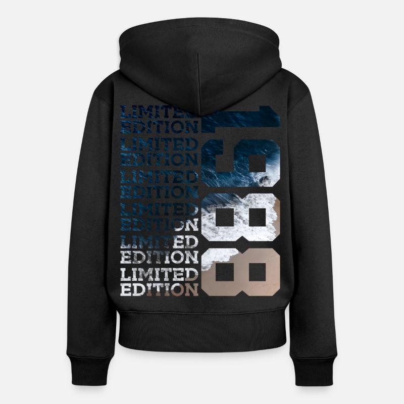 ÉDITION LIMITÉE 1988 38 ANS 38E ANNIVERSAIRE - Sweat à capuche zippé Premium bio Femme - noir