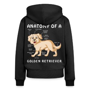Anatomie eines Golden Retriever Illustration - Frauen Premium Bio Zip Hoodie - Schwarz - Hinten - Julia (174cm)
