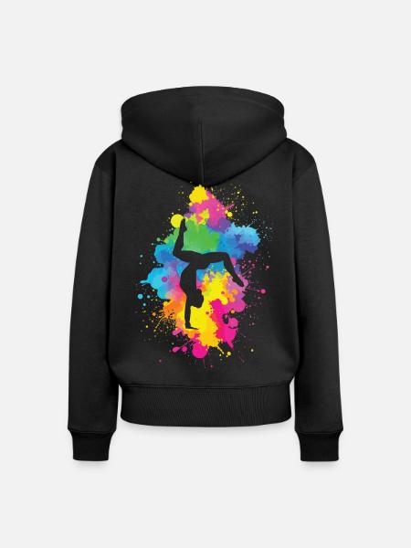 Akrobatiek mit Farbexplosion - Frauen Premium Bio Zip Hoodie - Schwarz