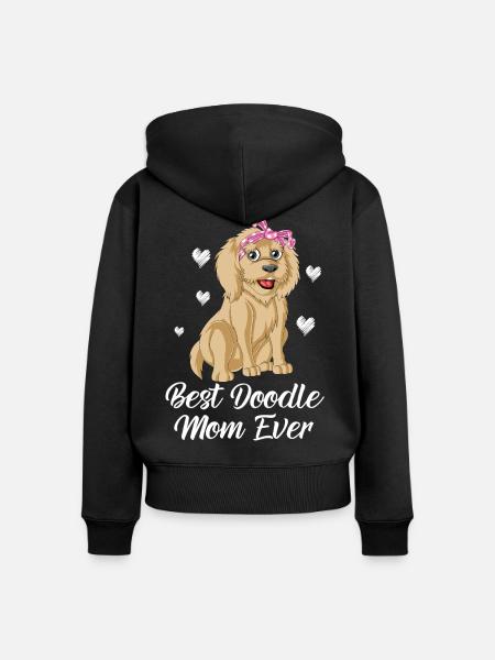Doodle Mama Hund Illustration - Frauen Premium Bio Zip Hoodie - Schwarz