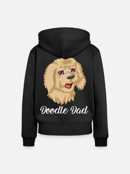 Doodle Papa mit Sonnenbrille - Frauen Premium Bio Zip Hoodie - Schwarz