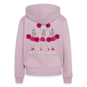 Squelettes humoristiques avec pompons et jupe - Sweat à capuche zippé Premium bio Femme - rose poudré - Dos - Julia (174cm)