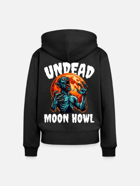 UNTOTE MONDGEHEUL - ZOMBIE HALLOWEEN - Frauen Premium Bio Zip Hoodie - Schwarz