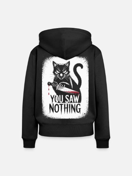 Düstere Katzen-Motiv mit Blutigem Messer - Frauen Premium Bio Zip Hoodie - Schwarz