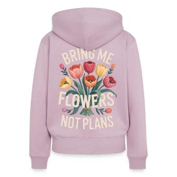 Bouquet with desired text - Women's Premium Organic Zip Hoodie - dusky pink - Back - Julia (174cm)