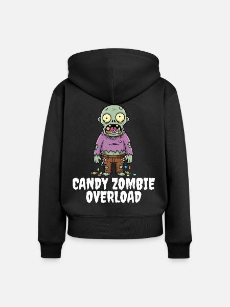CANDY ZOMBIE OVERLOAD - ZOMBIE HALLOWEEN - Frauen Premium Bio Zip Hoodie - Schwarz