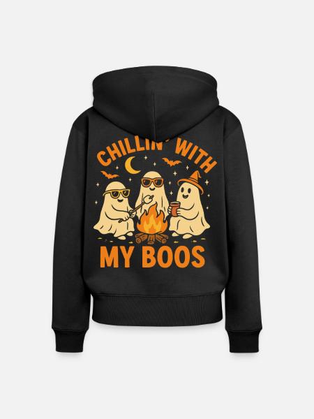 Chillen mit meinen Buhs - Frauen Premium Bio Zip Hoodie - Schwarz