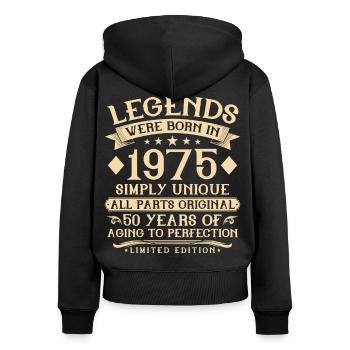 50. Geburtstag Jahrgang 1975 geboren - 50 Jahre - Frauen Premium Bio Zip Hoodie - Schwarz - Hinten - Julia (174cm)