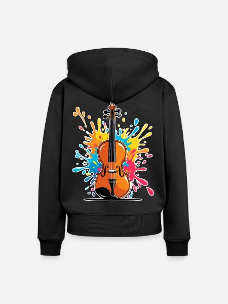 Vibrantes Violinenkunst Design - Frauen Premium Bio Zip Hoodie - Schwarz