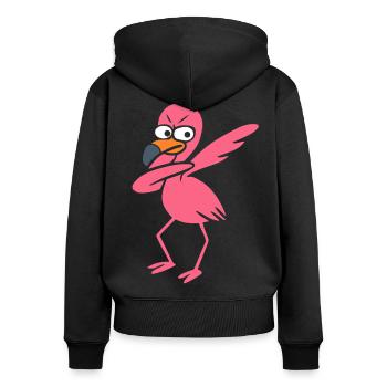Dancing Flamingo Dabbing - Women's Premium Organic Zip Hoodie - black - Back - Julia (174cm)