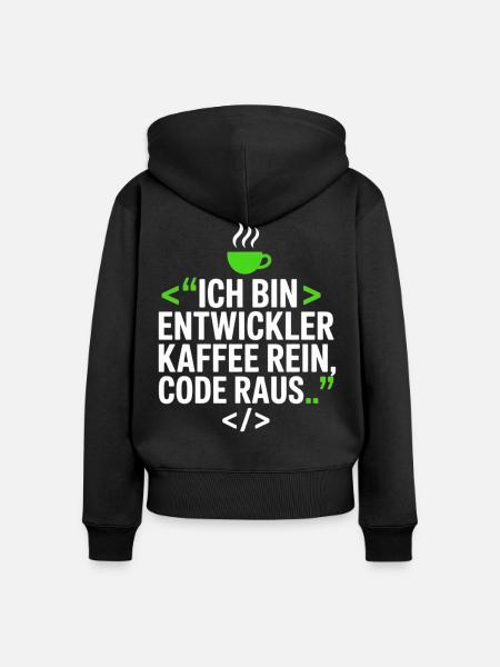Entwickler Kaffee Spruch - Frauen Premium Bio Zip Hoodie - Schwarz
