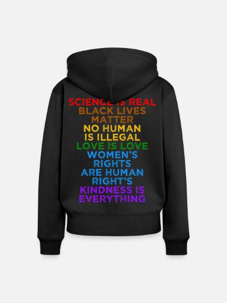 Soziale Gerechtigkeit Liebe Gleichheit Menschenrechte - Frauen Premium Bio Zip Hoodie - Schwarz