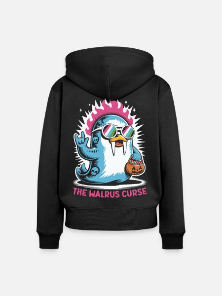 Walross Punk Rocker Halloween - Frauen Premium Bio Zip Hoodie - Schwarz