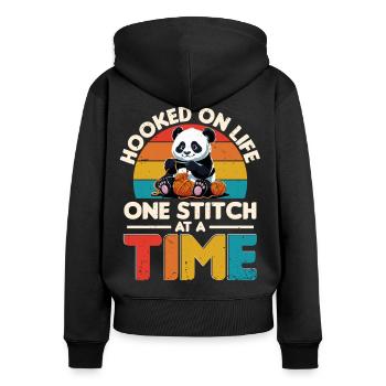 Häkeln Stricken One Stitch At A Time - Frauen Premium Bio Zip Hoodie - Schwarz - Hinten - Julia (174cm)