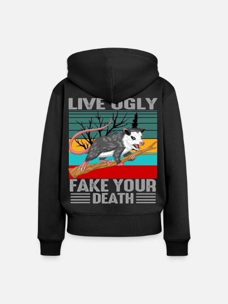 Opossum - Frauen Premium Bio Zip Hoodie - Schwarz